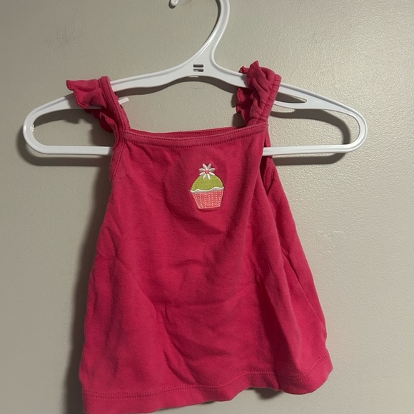 Gymboree 18/24m Pink embroidered cupcake Ruffled sleeve tank Top - Picture 1 of 3